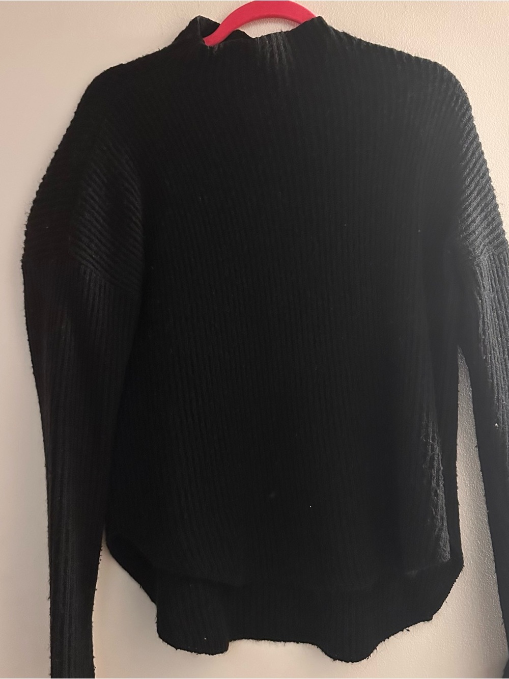 Large Black Ribbed Mock Neck Women’s Sweater